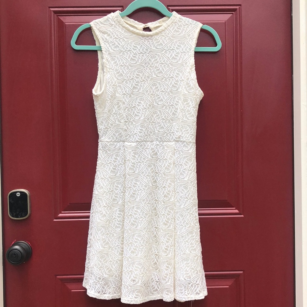 Peach Royal lace fit & flare dress